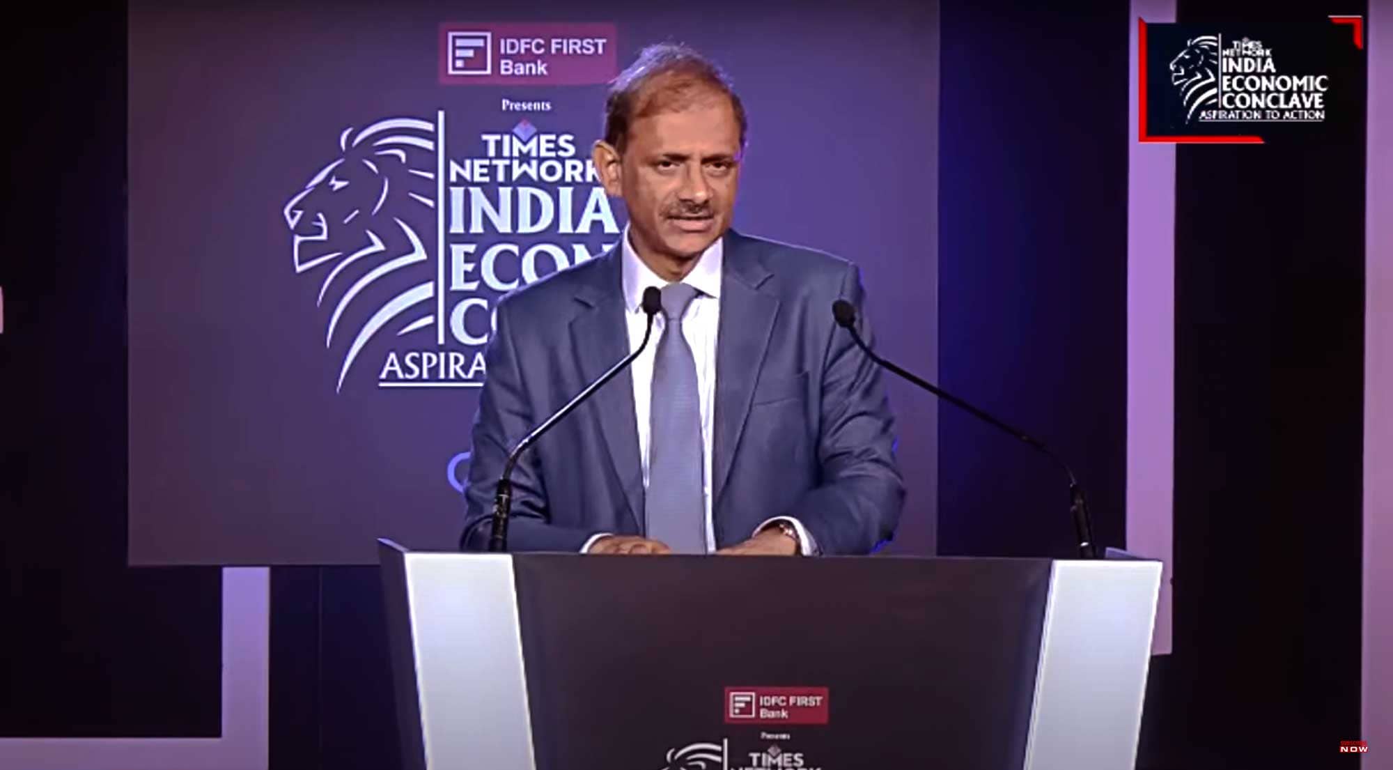 Mr. V.Vaidyanathan, MD & CEO, IDFC FIRST Bank, speaks at the India Economic Conclave 2023