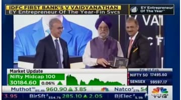 V Vaidyanathan, MD & CEO, IDFC FIRST Bank speaks to CNBC TV18 at EY Entrepreneur of the Year Awards