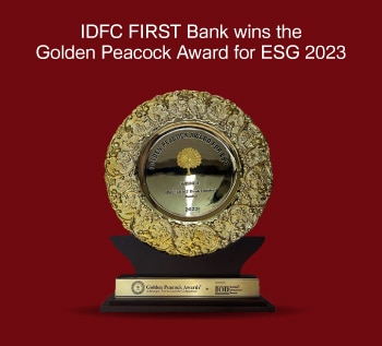 IDFC First Bank winning the Golden Peacock Award