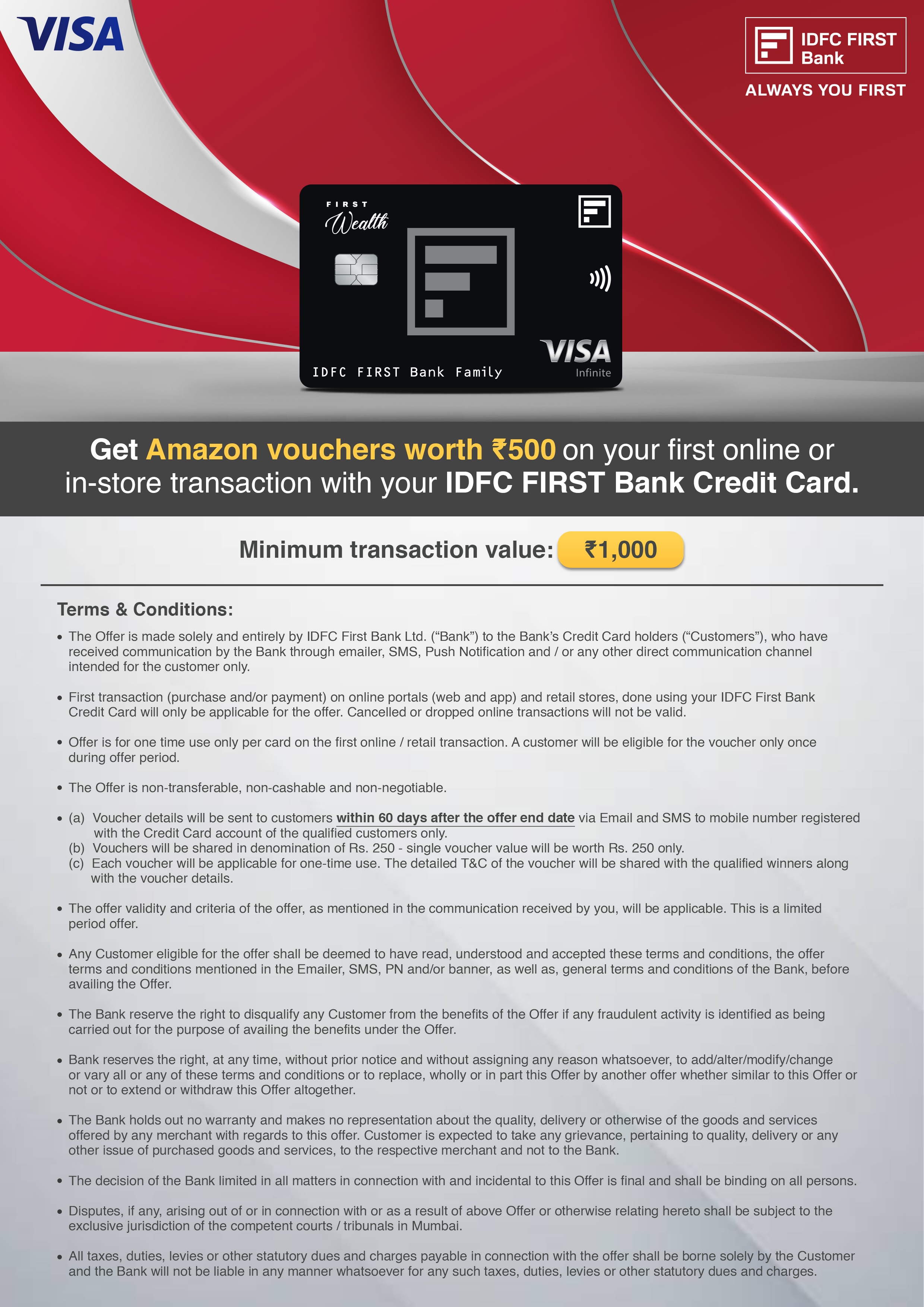Amazon Voucher Terms and Conditions | IDFC FIRST Bank