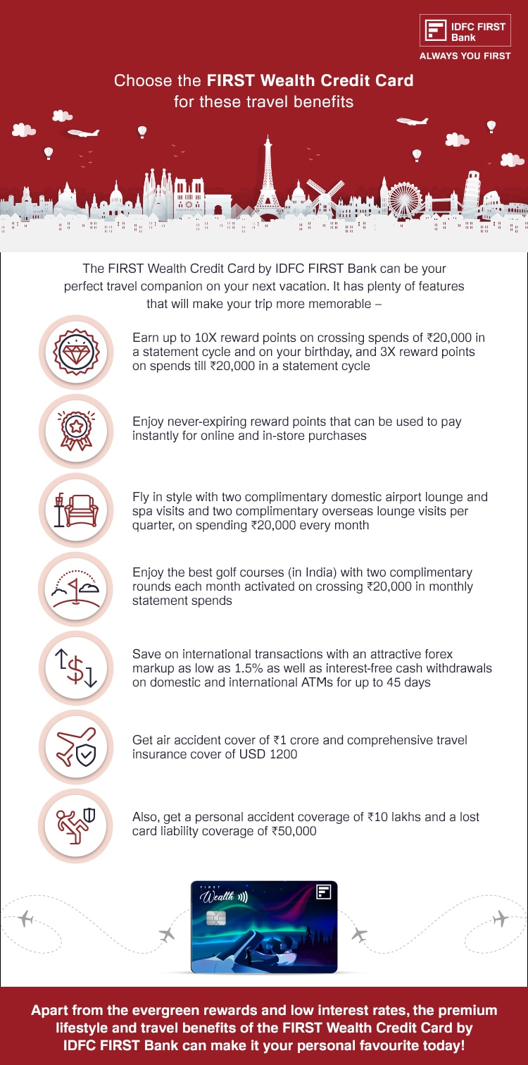Choose IDFC FIRST Wealth Credit Card for these Travel Benefits