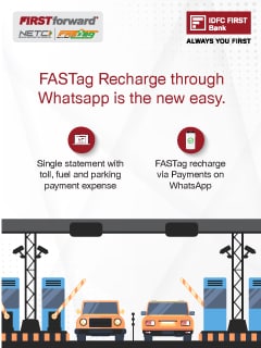 FASTag Recharge via WhatsApp with IDFC FIRST Forward