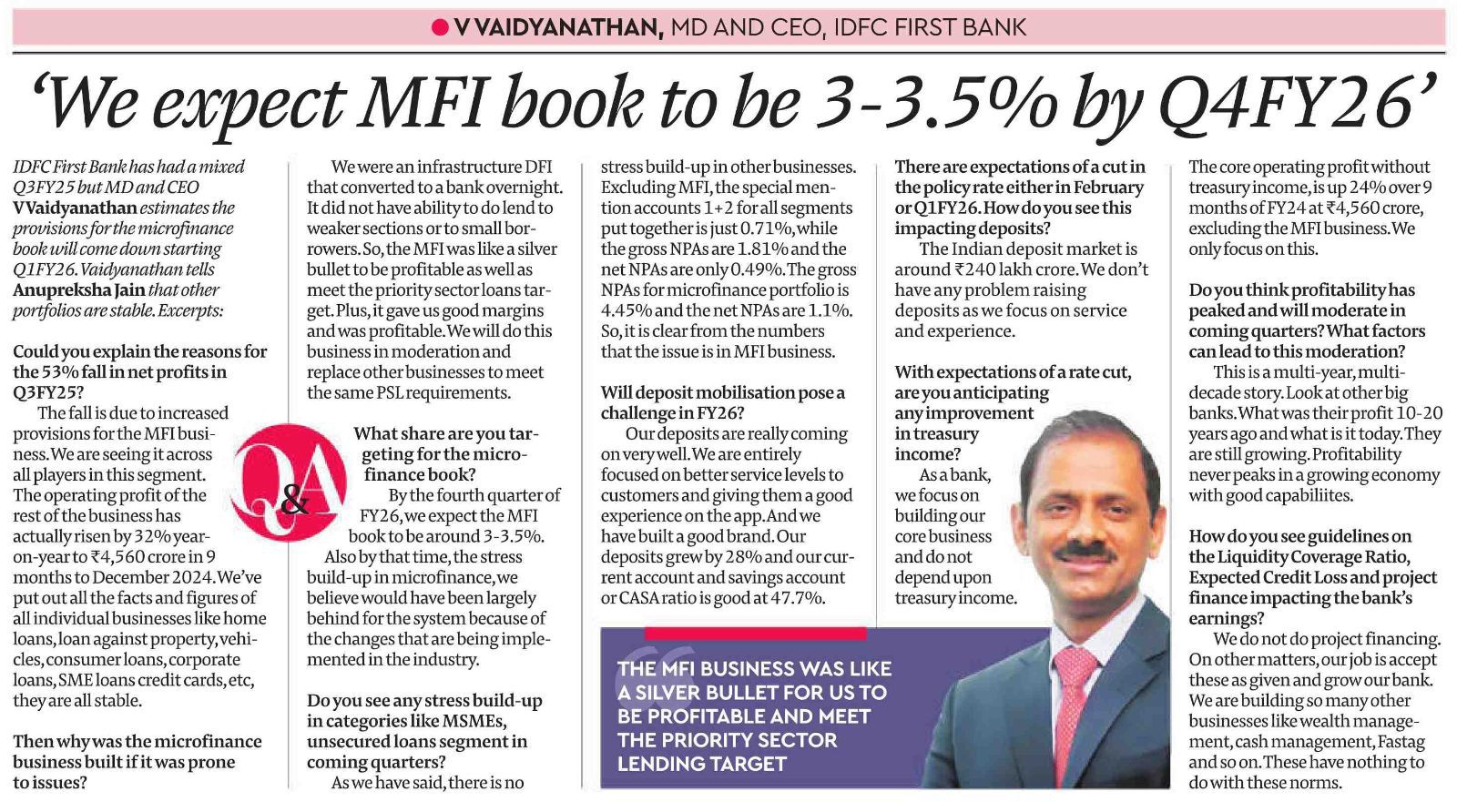 We expect MFI book to be 3-3.5% by Q4FY26