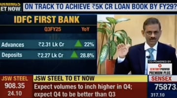 Mr V Vaidyanathan spoke to ET NOW on IDFC FIRST Bank's Q3FY25 results