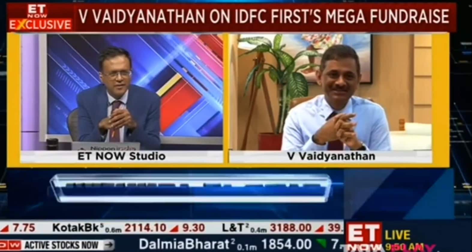 Mr. V. Vaidyanathan discussed with ET Now on IDFC FIRST Bank's board approval to raise ₹7,500 crore