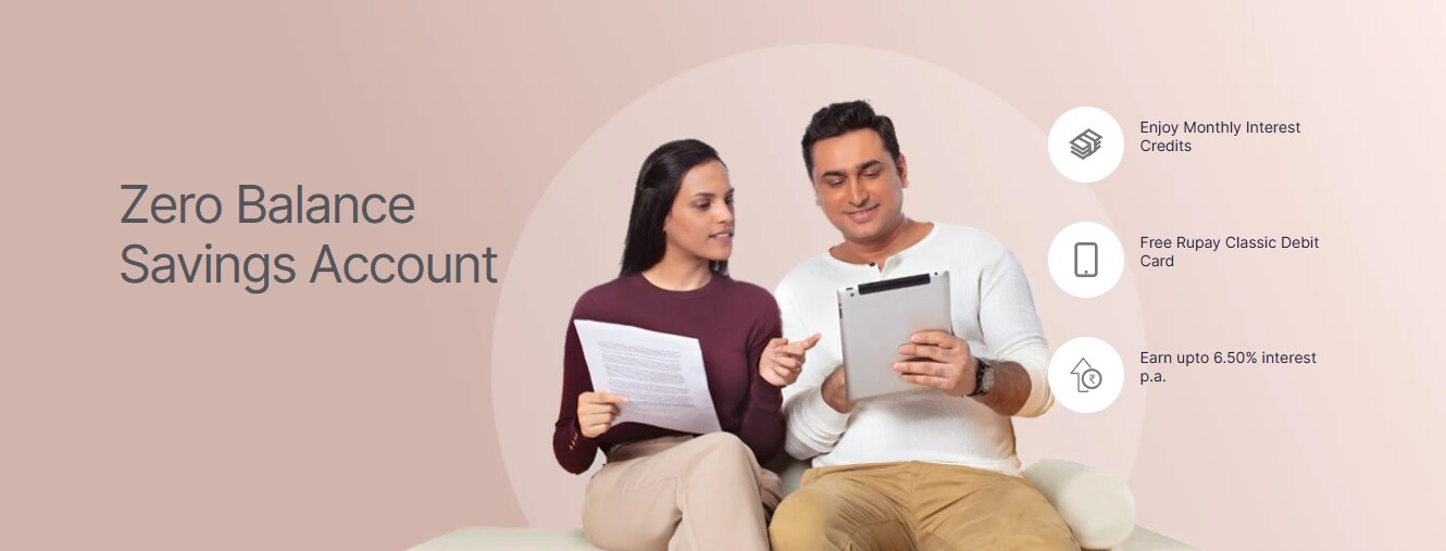 Zero balance savings account banner