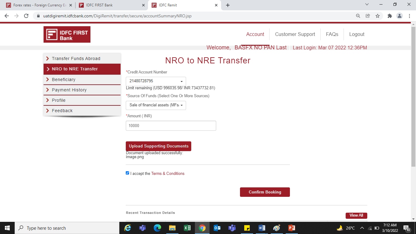 NRI Transfer NRE to NRO graphic - Step 1