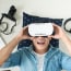 Man wearing virtual reality goggles